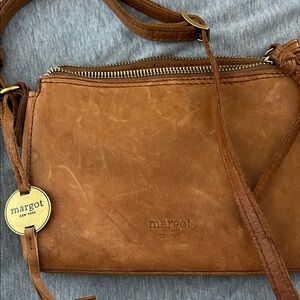Margot Tan Crossbody Bag with Suede Finish